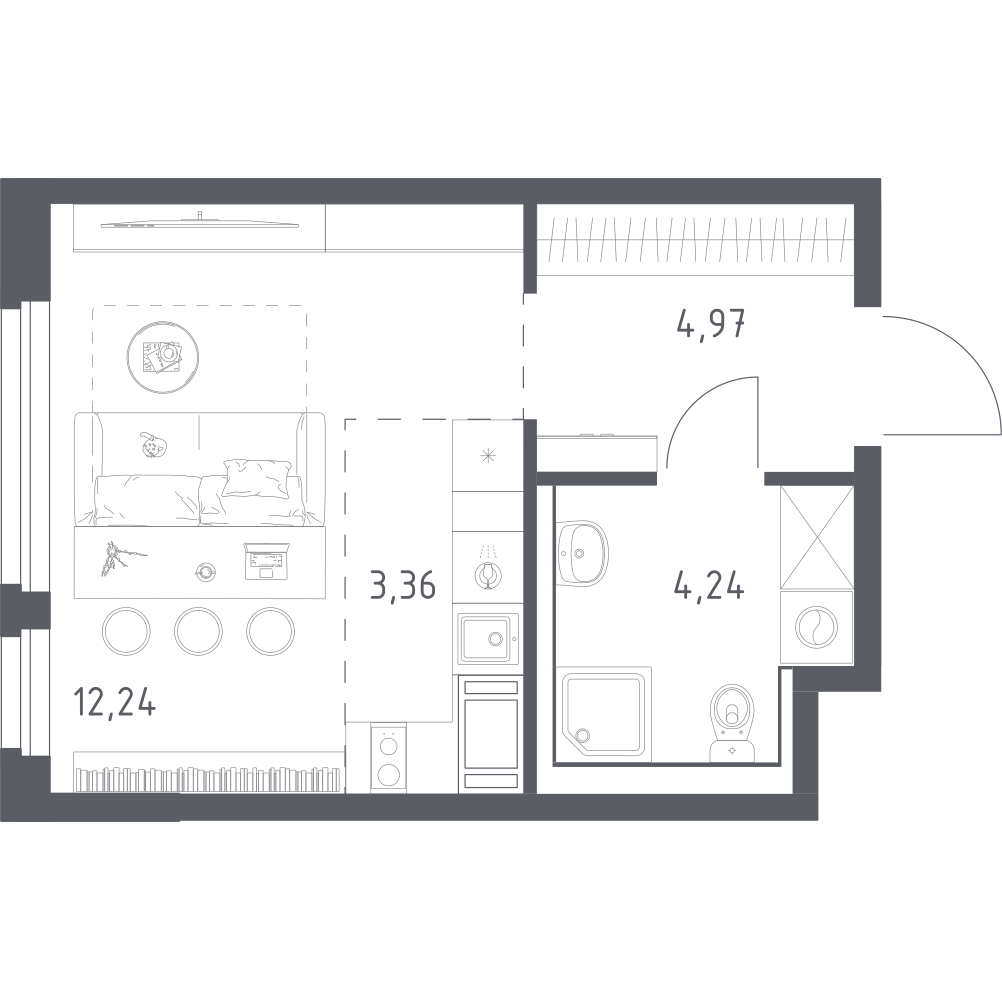 Студия 24 м2 в ЖК Новое Колпино корпус null этаж 5
