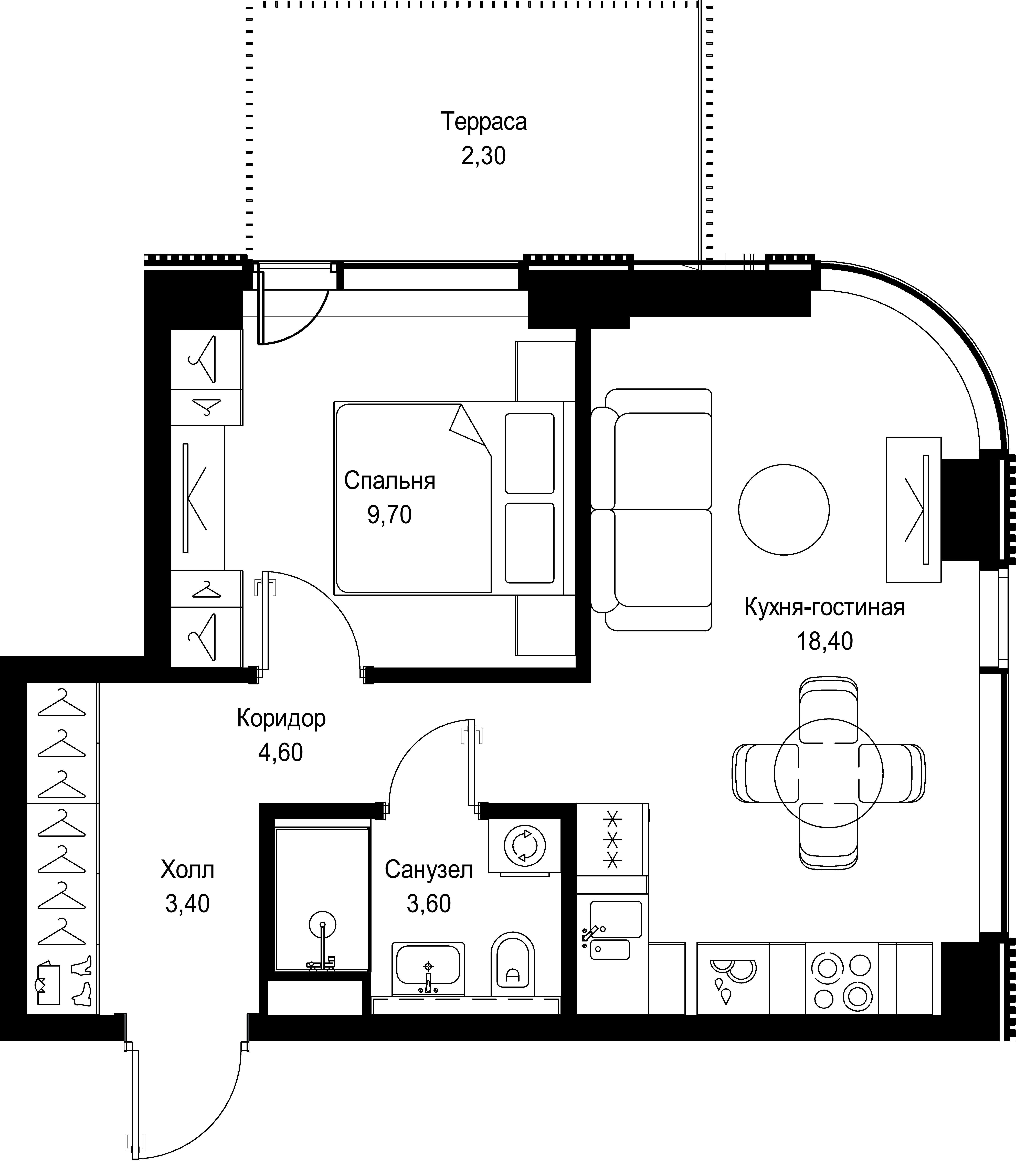1-комнатная 51 м2 в ЖК СИТИДЗЕН корпус null этаж 5