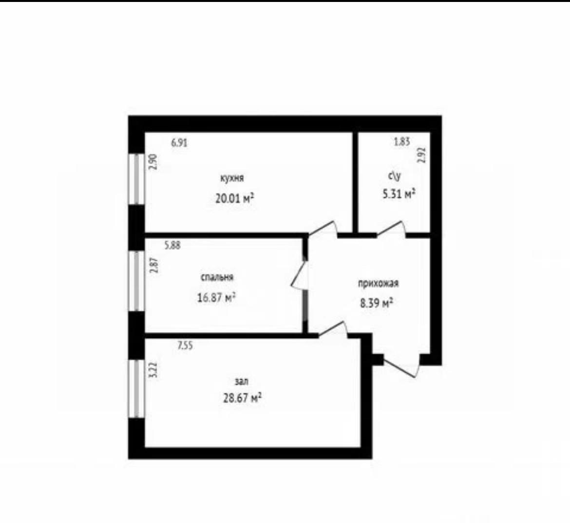 2-комнатная 74.9 м2 в ЖК undefined корпус null этаж 6