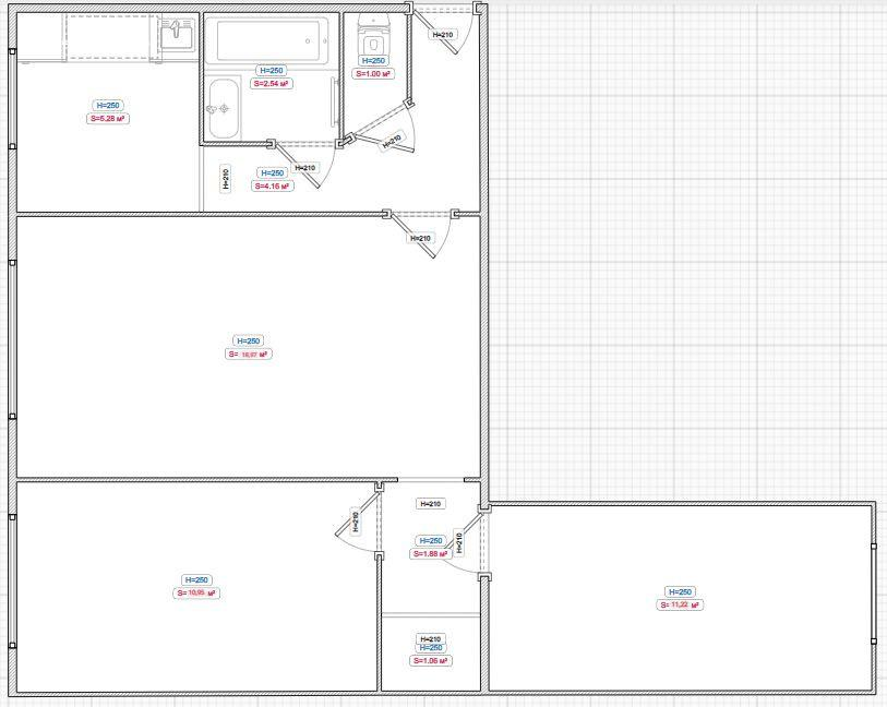 3-комнатная 55.9 м2 в ЖК undefined корпус null этаж 1