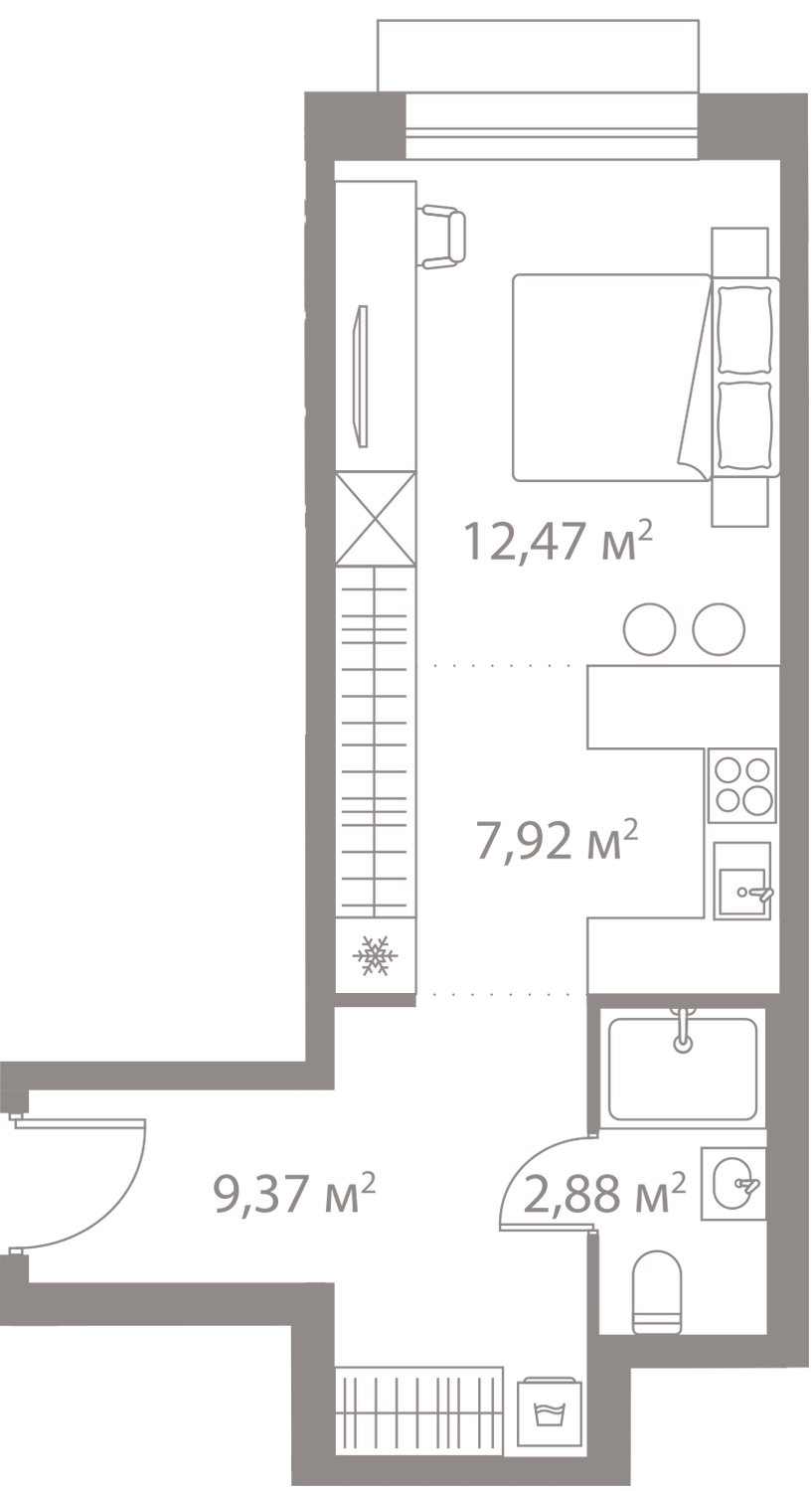 Студия 35 м2 в ЖК ЛАЙФ-Варшавская корпус null этаж 3