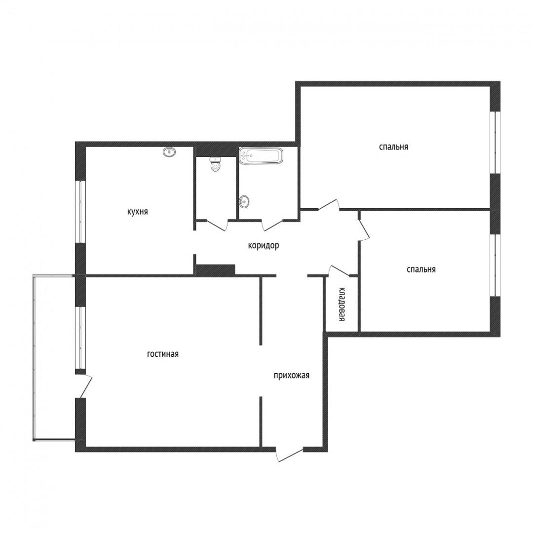 3-комнатная 66.8 м2 в ЖК undefined корпус null этаж 5