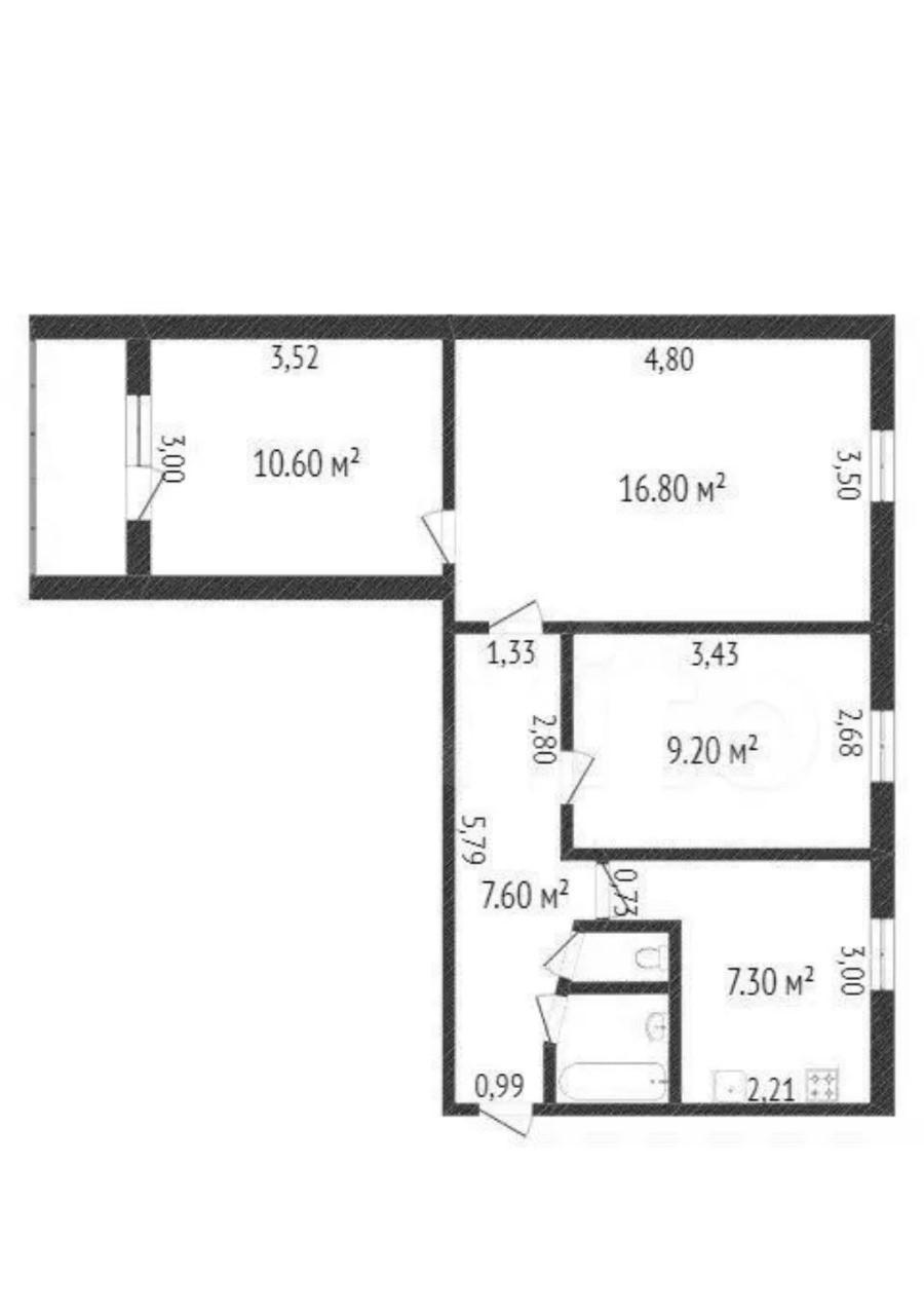 3-комнатная 53 м2 в ЖК undefined корпус null этаж 5