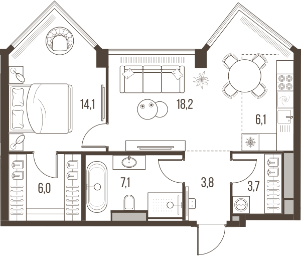 2-комнатная 59 м2 в ЖК High Life корпус null этаж 25