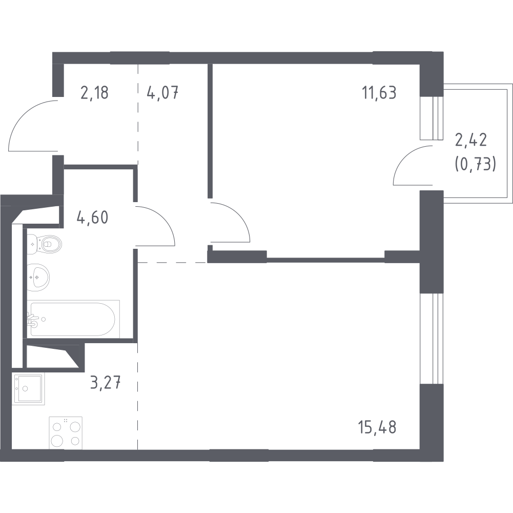 Студия 41 м2 в ЖК Квартал Лаголово корпус null этаж 3