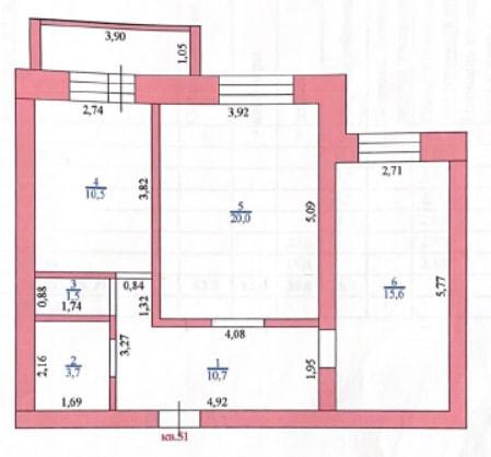 2-комнатная 62 м2 в ЖК undefined корпус null этаж 4