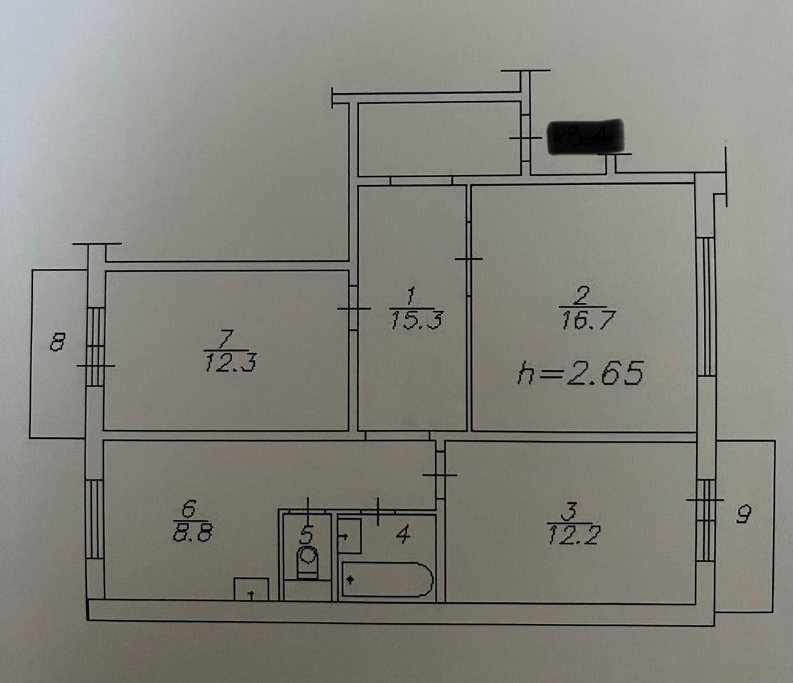 3-комнатная 68.8 м2 в ЖК undefined корпус null этаж 2