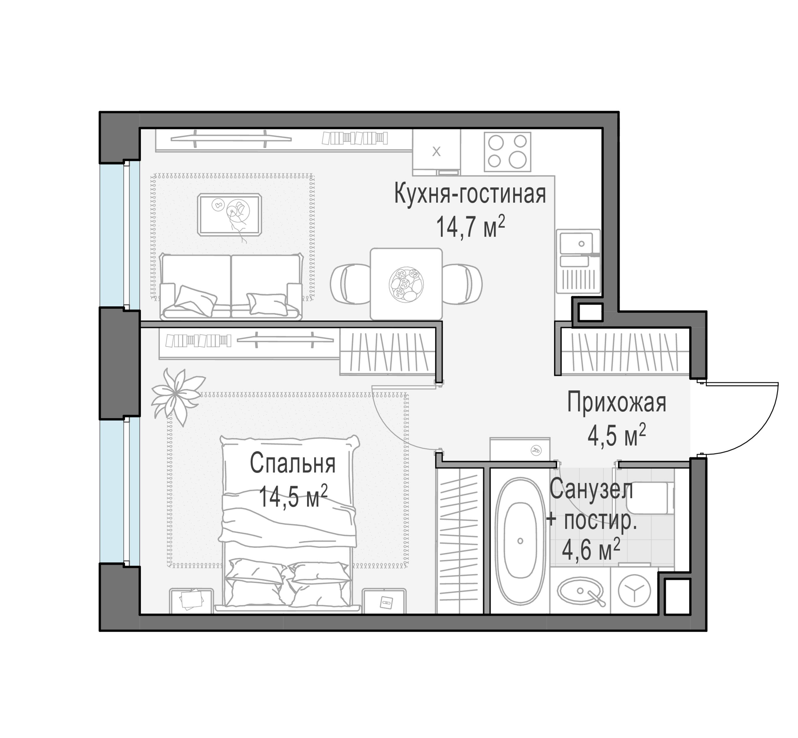 2-комнатная 38 м2 в ЖК Жилые кварталы «Белый Град» корпус null этаж 13