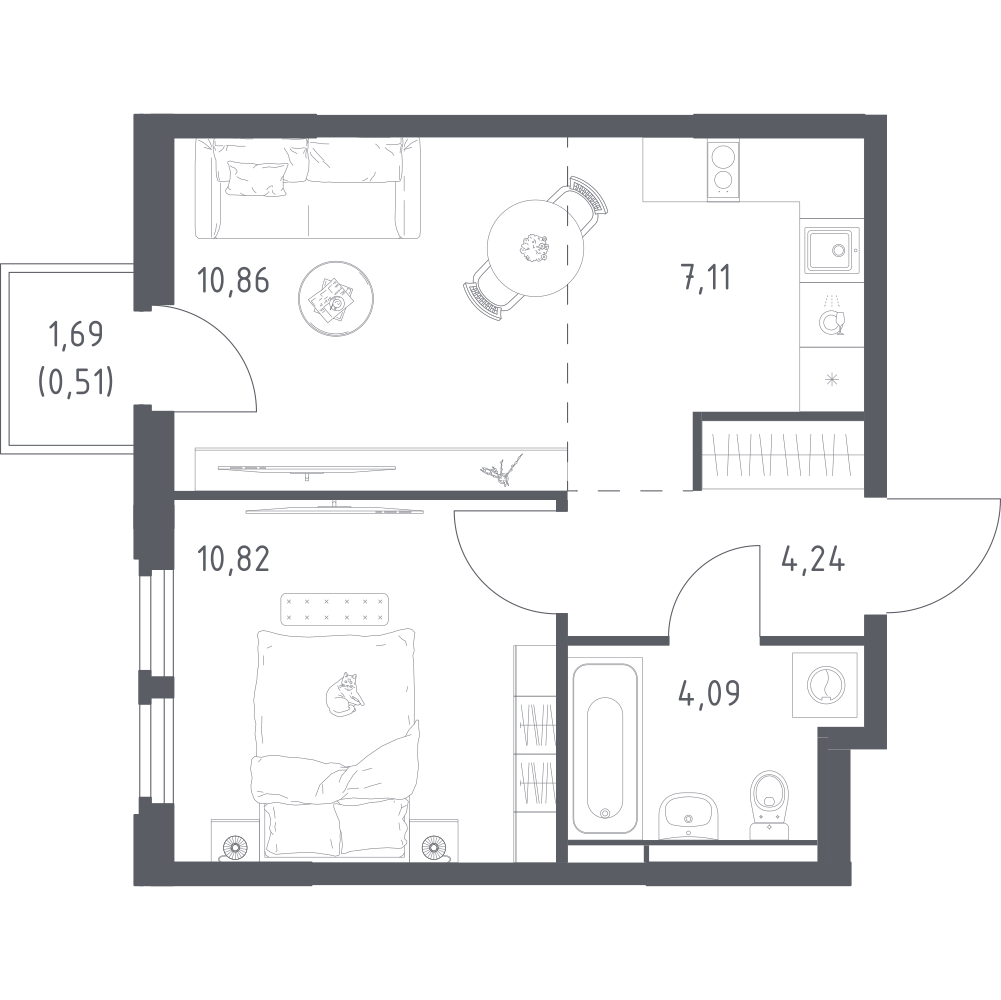 Студия 37 м2 в ЖК Космический Квартал корпус null этаж 8