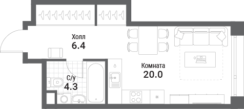 Студия 30 м2 в ЖК Nagatino I-Land корпус null этаж 23