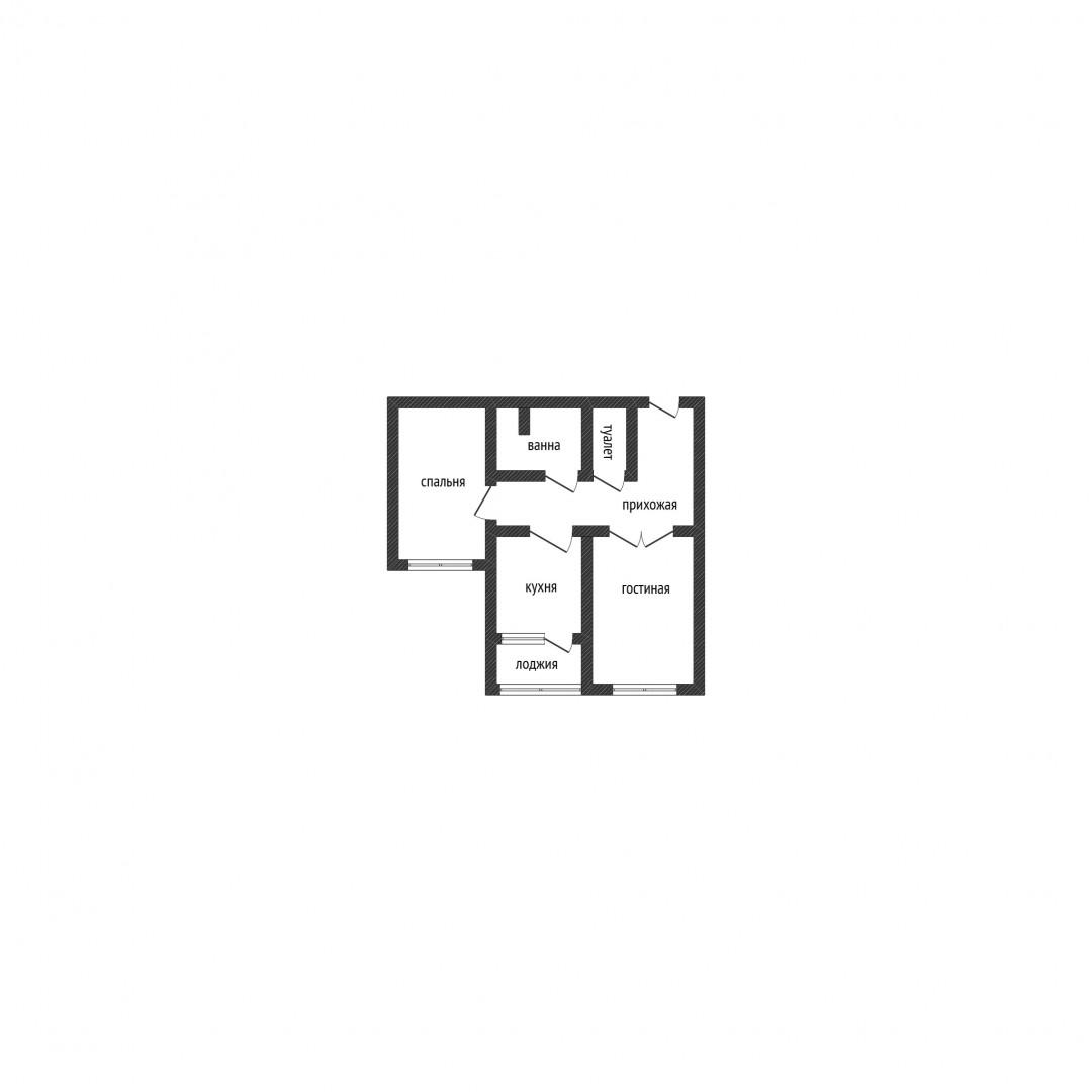 2-комнатная 54.6 м2 в ЖК undefined корпус null этаж 2