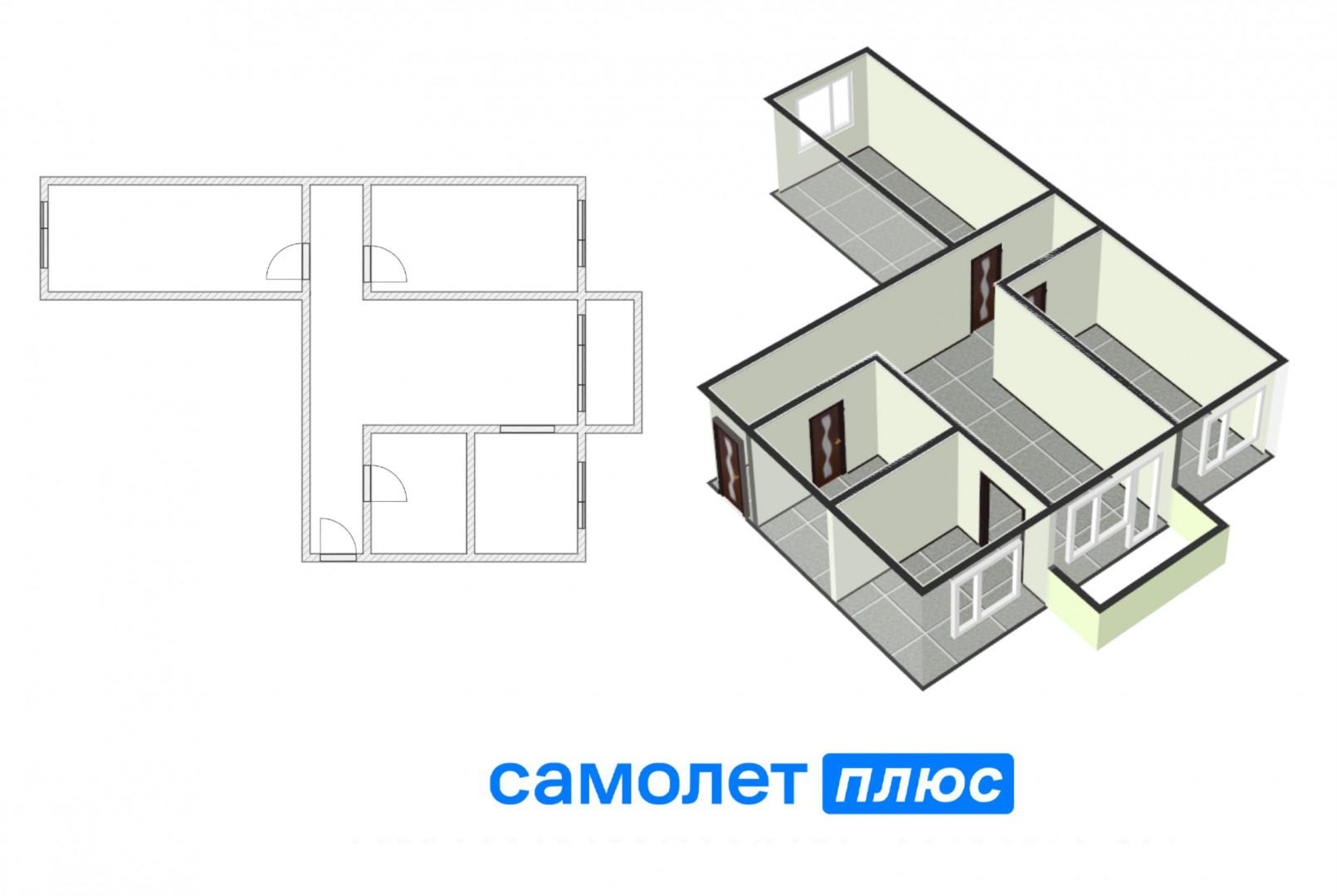 3-комнатная 54.7 м2 в ЖК undefined корпус null этаж 4