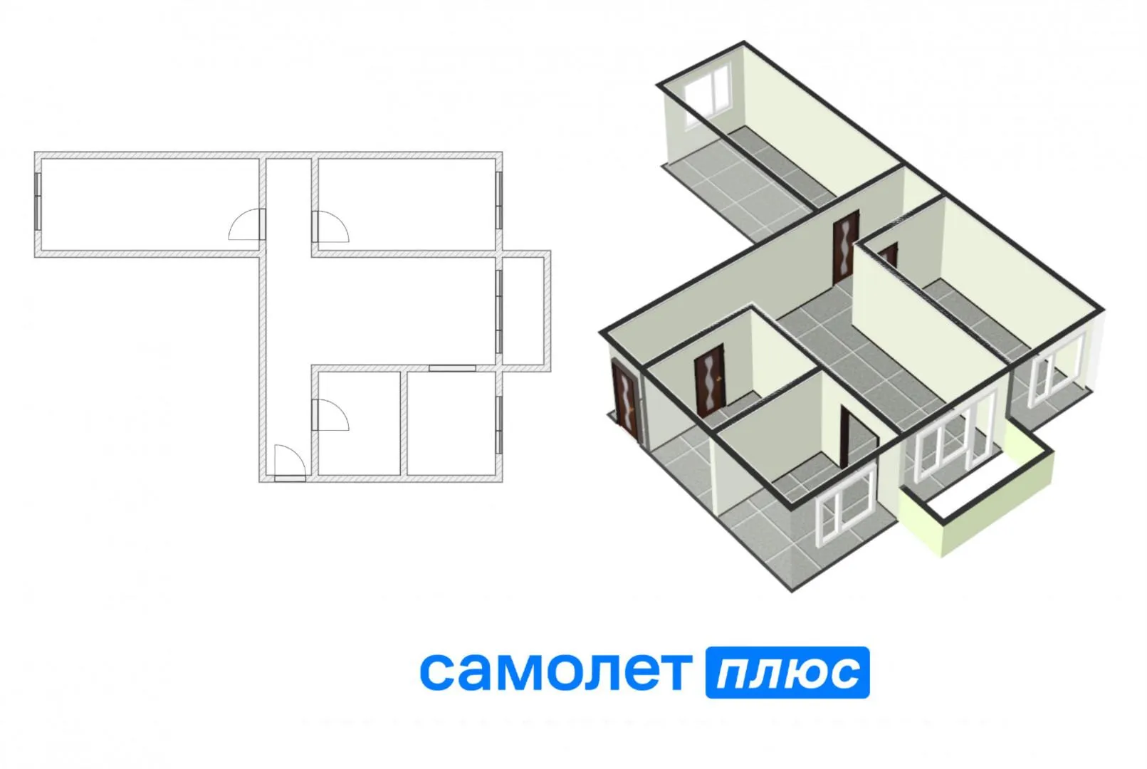 3-комнатная 54.7 м2 в ЖК undefined корпус null этаж 4