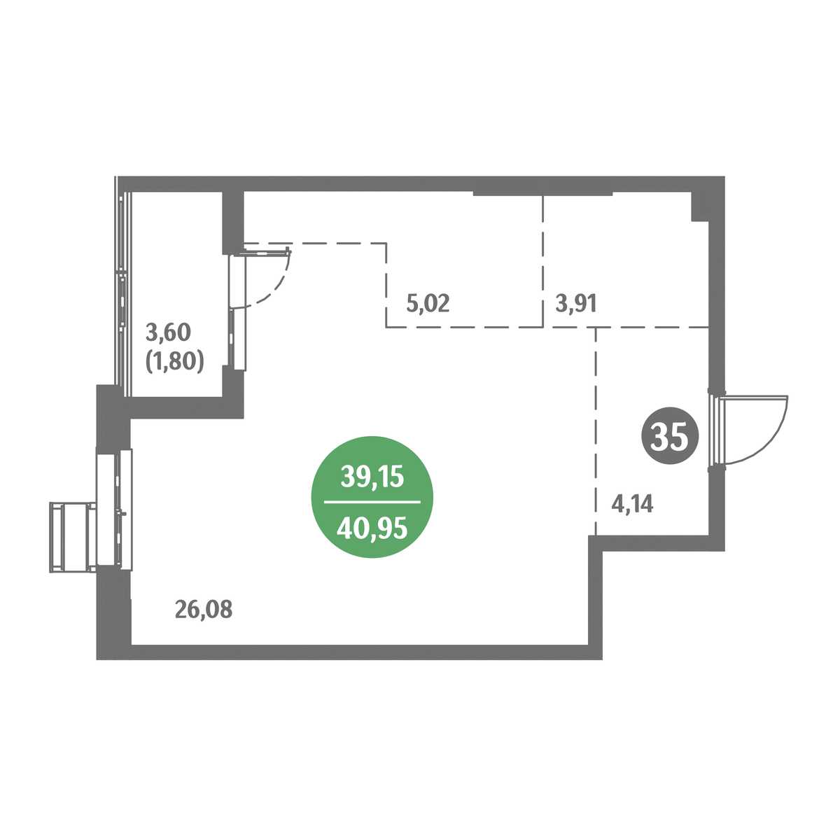 1-комнатная 40 м2 в ЖК Стрижи корпус null этаж 4