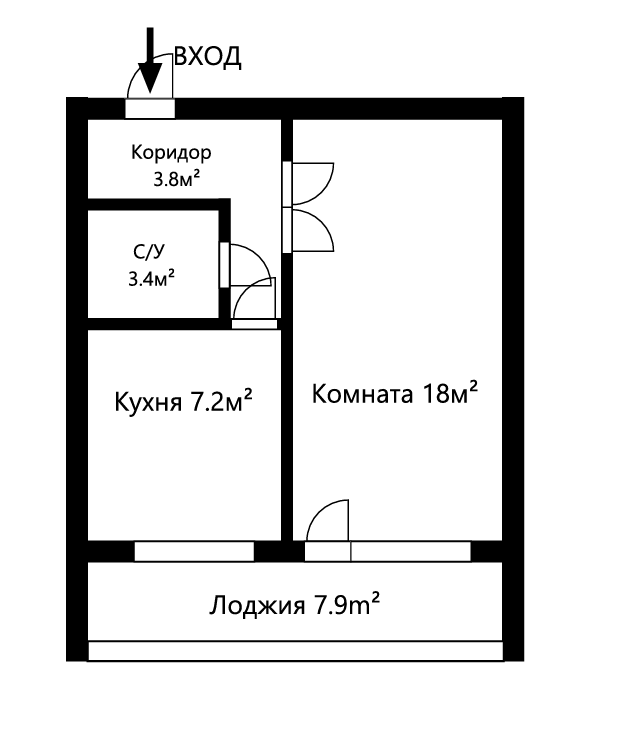 1-комнатная 38.6 м2 в ЖК undefined корпус null этаж 5