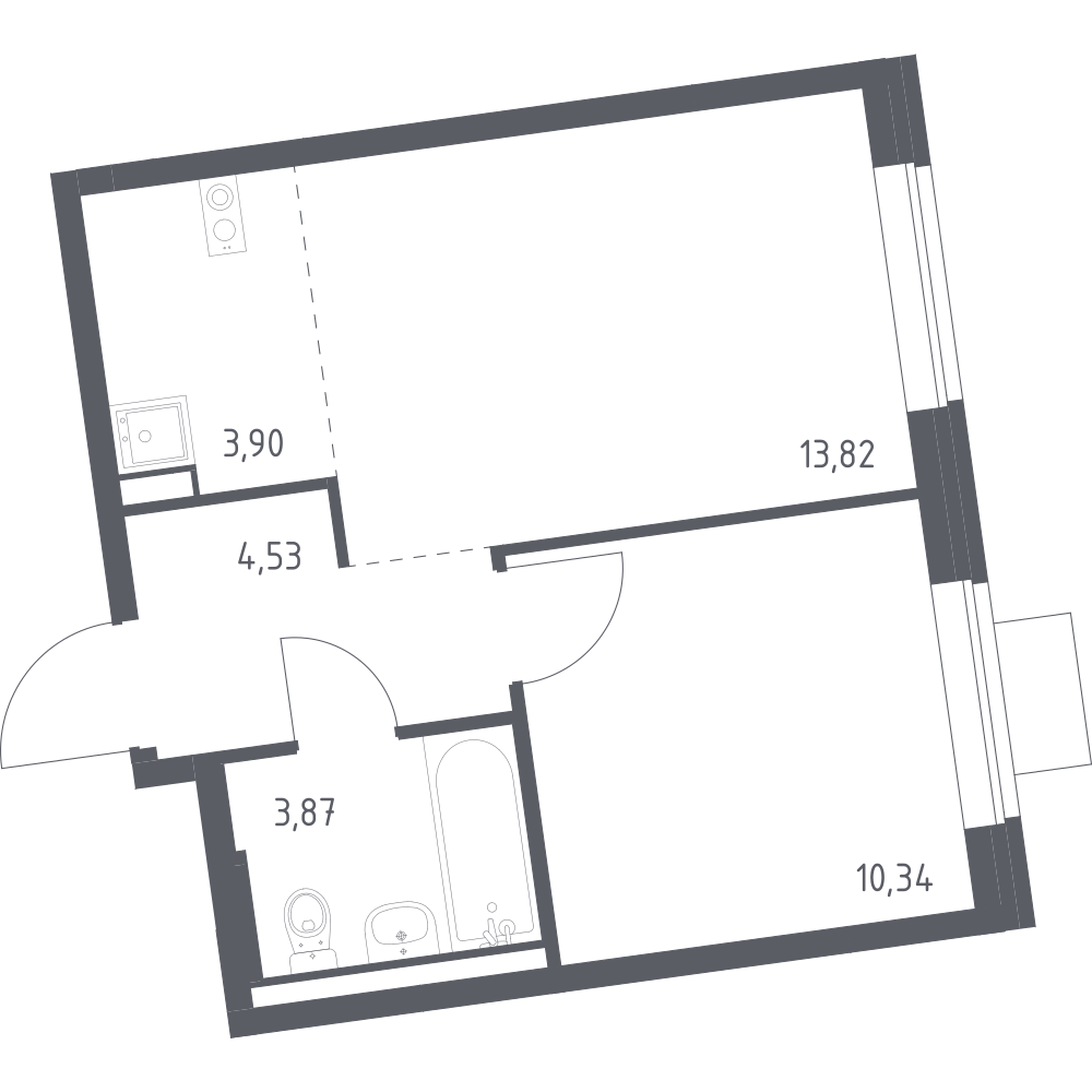 Студия 36 м2 в ЖК Подольские кварталы корпус null этаж 3
