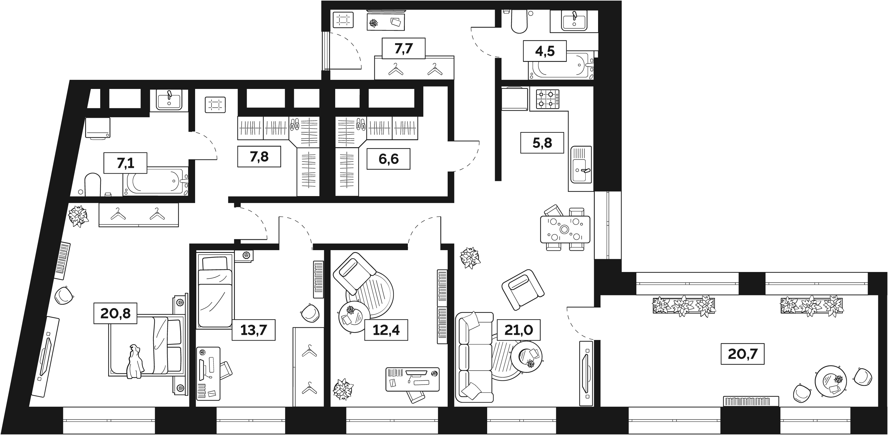 5-комнатная 136 м2 в ЖК Лайм корпус null этаж 27