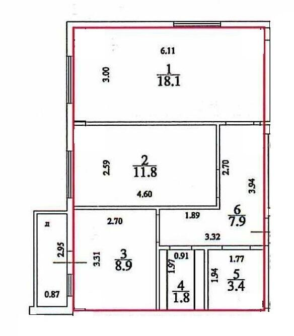 2-комнатная 51.9 м2 в ЖК undefined корпус null этаж 11