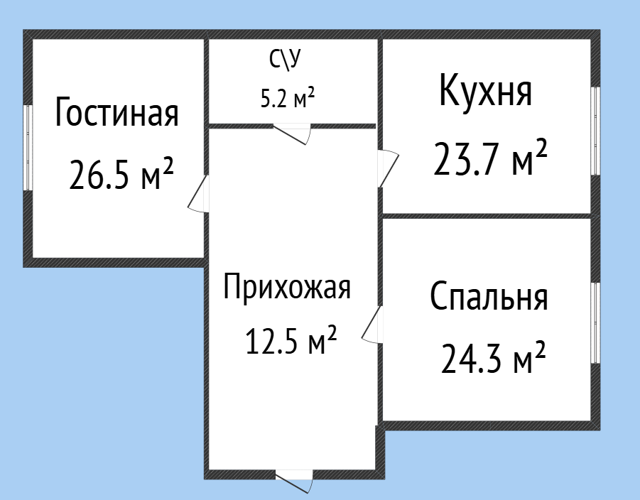 2-комнатная 92.2 м2 в ЖК undefined корпус null этаж 7