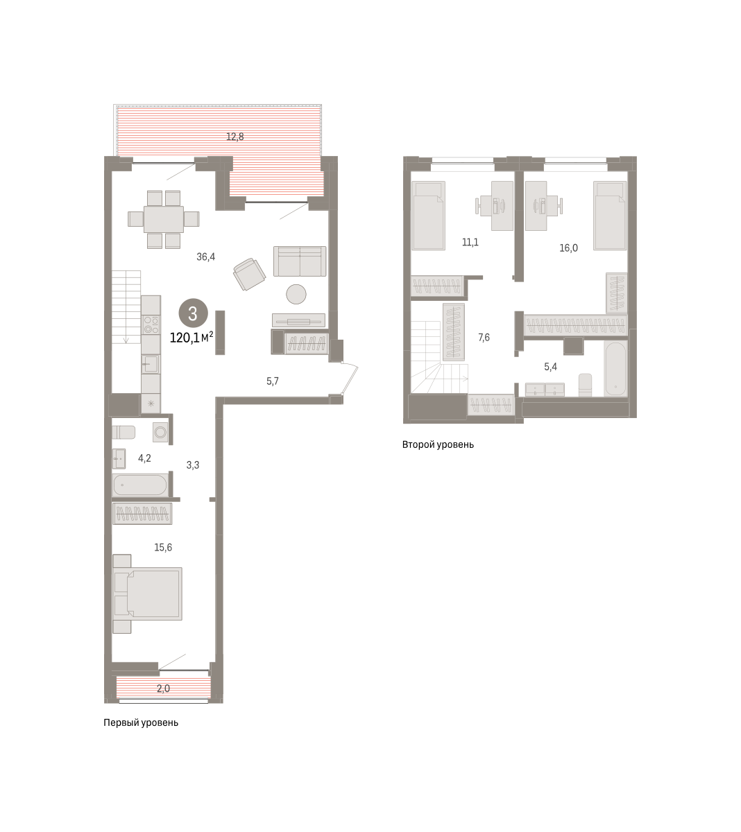 3-комнатная 119 м2 в ЖК Речной порт корпус null этаж 2