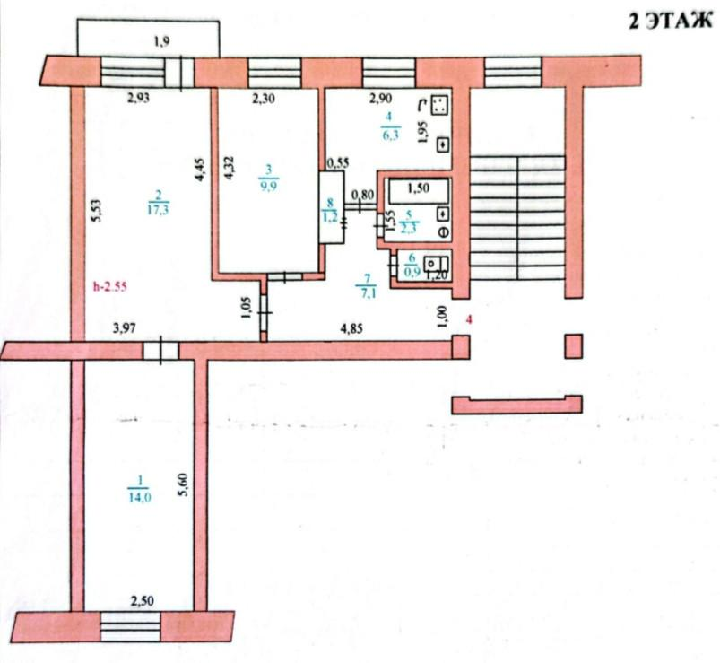 3-комнатная 59 м2 в ЖК undefined корпус null этаж 2