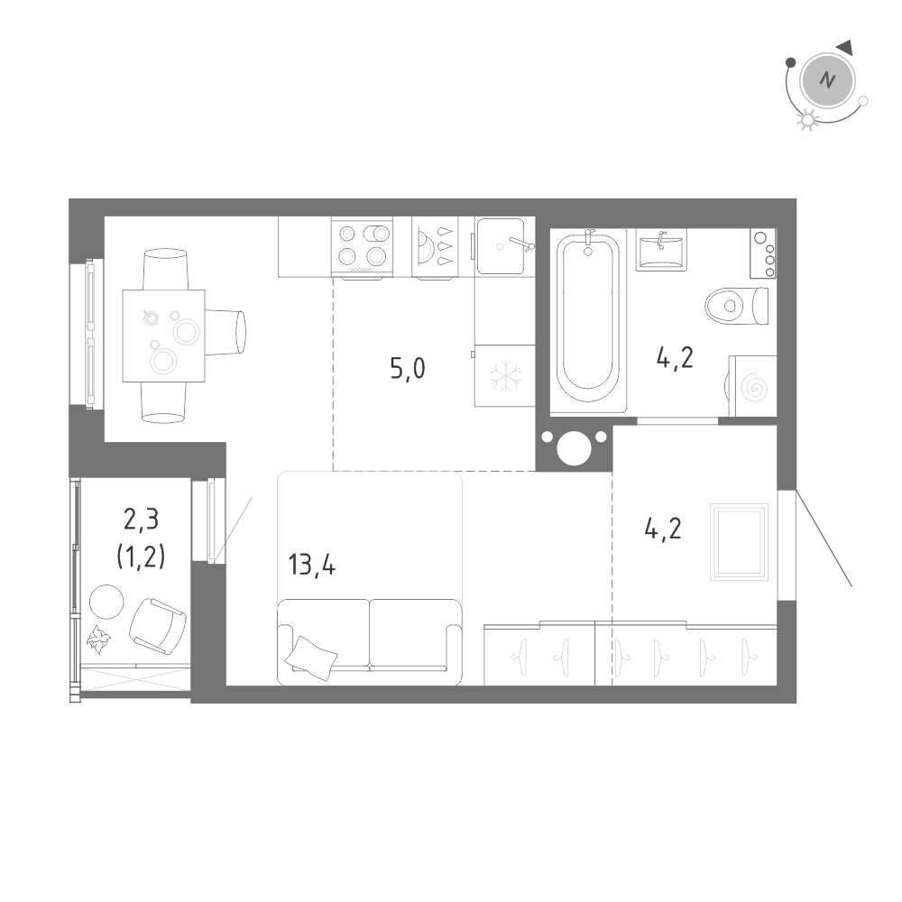 Студия 28 м2 в ЖК Клюква.Парк корпус null этаж 5