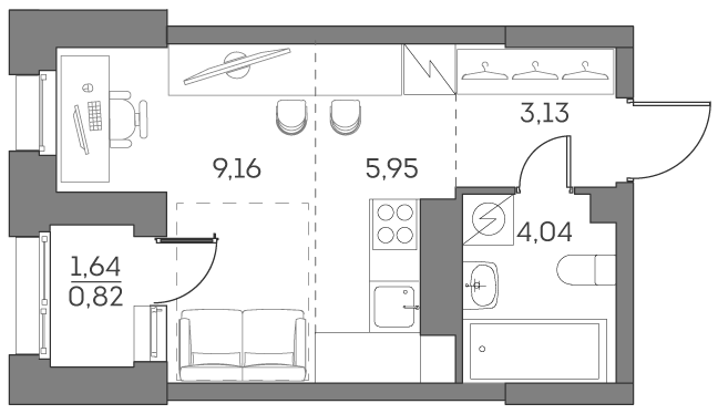 Студия 23 м2 в ЖК Аквилон Beside 2.0 корпус null этаж 10