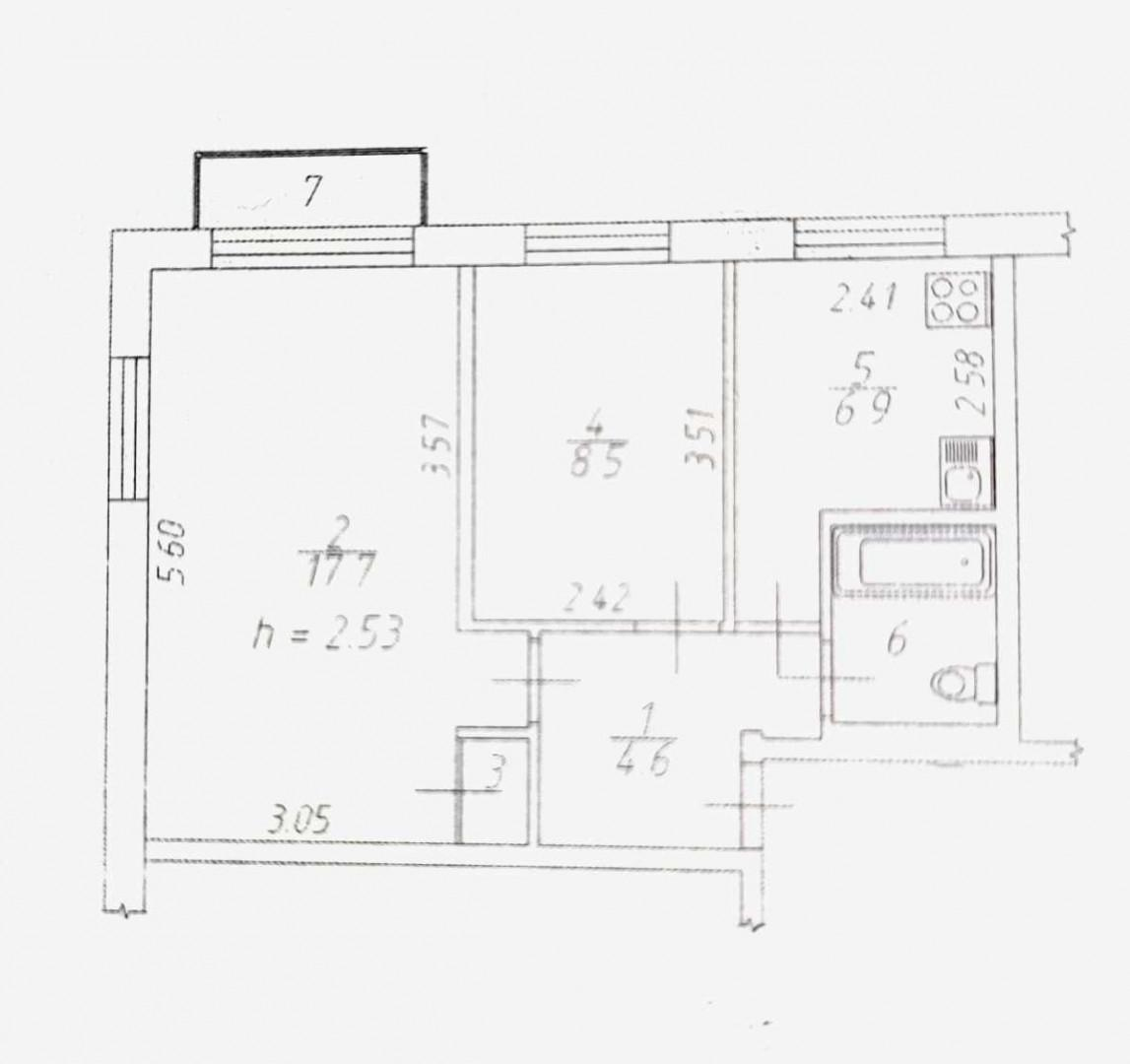 2-комнатная 41.4 м2 в ЖК undefined корпус null этаж 3