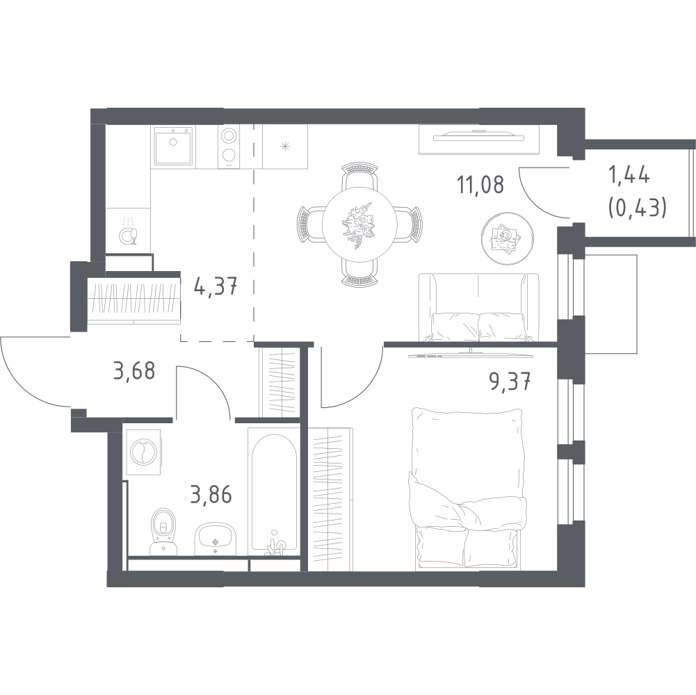 Студия 32 м2 в ЖК Мытищи Парк корпус null этаж 3