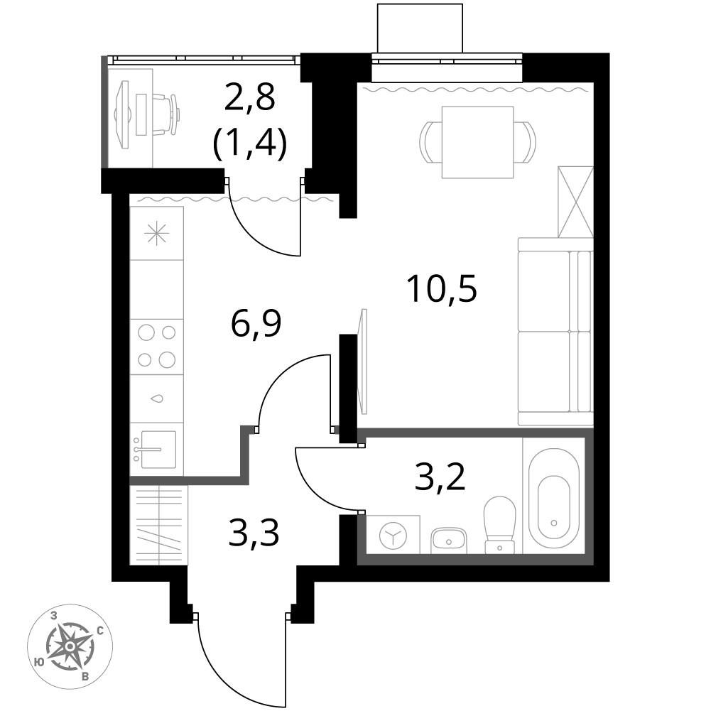 Студия 25.3 м2 в ЖК undefined корпус null этаж 11