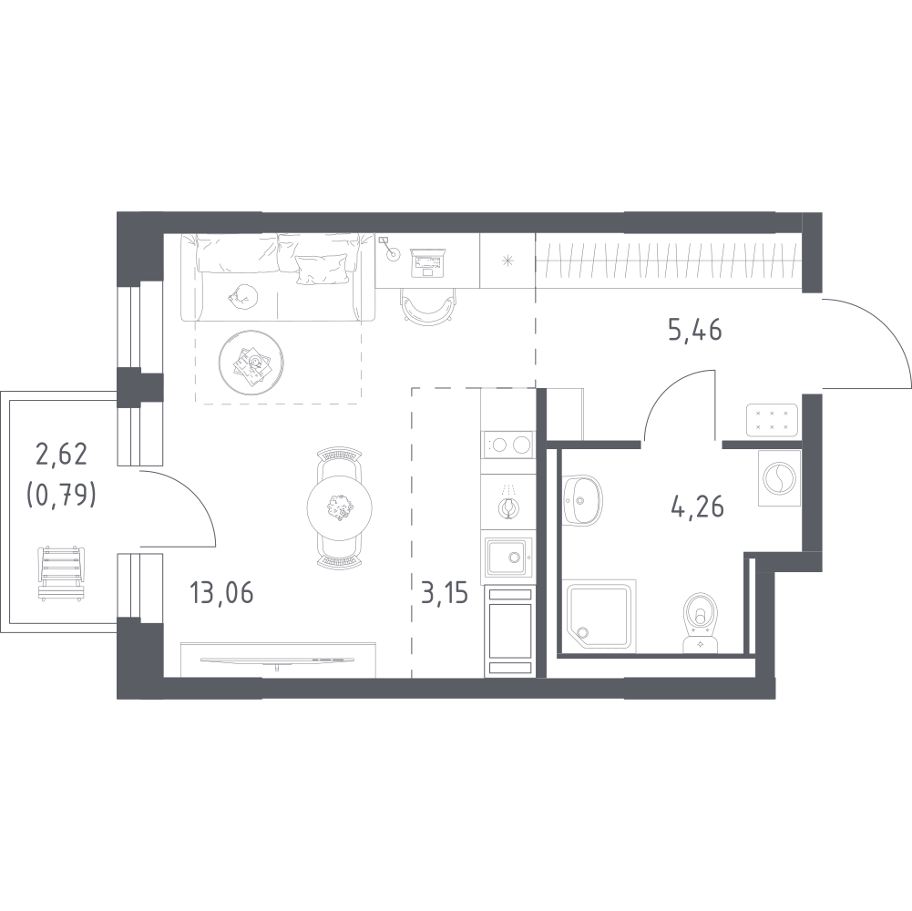 Студия 26 м2 в ЖК Новое Колпино корпус null этаж 5