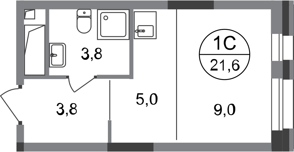 Студия 21 м2 в ЖК Первый Московский корпус null этаж 16