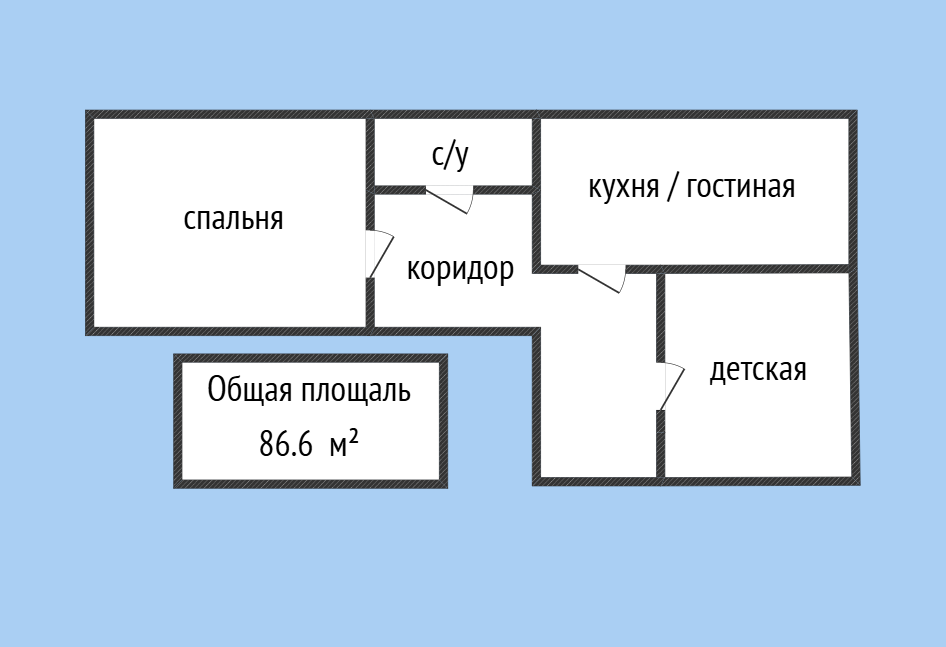 2-комнатная 86.2 м2 в ЖК undefined корпус null этаж 6