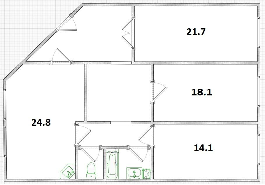 3-комнатная 108 м2 в ЖК undefined корпус null этаж 2