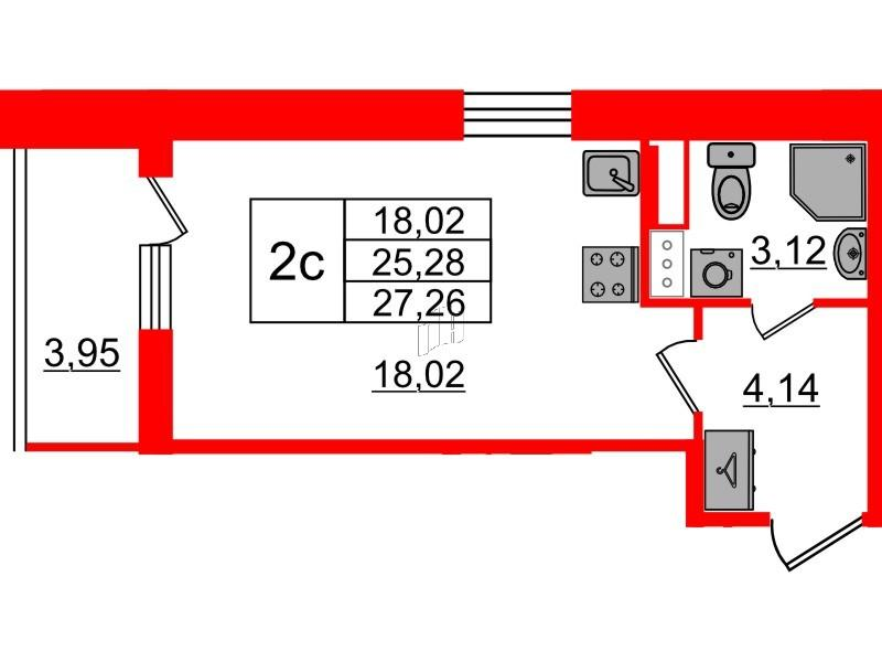 Студия 25 м2 в ЖК Бионика Заповедная корпус null этаж 12