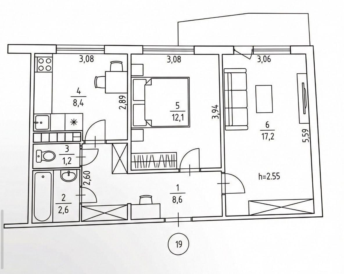 2-комнатная 50.1 м2 в ЖК undefined корпус null этаж 5