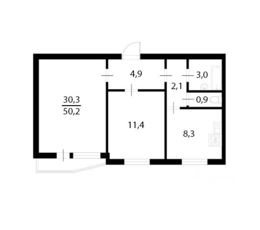 2-комнатная 51 м2 в ЖК undefined корпус null этаж 5