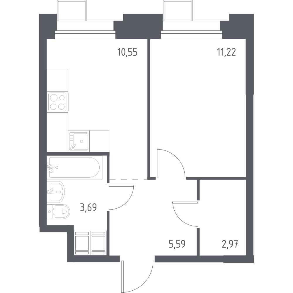 1-комнатная 34 м2 в ЖК Тропарево Парк корпус null этаж 10
