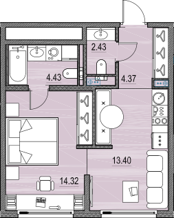 2-комнатная 70 м2 в ЖК Северный порт. Береговые кварталы корпус null этаж 13