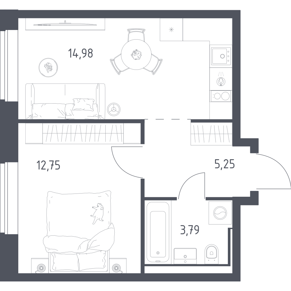 1-комнатная 36 м2 в ЖК Литературный Квартал корпус null этаж 8