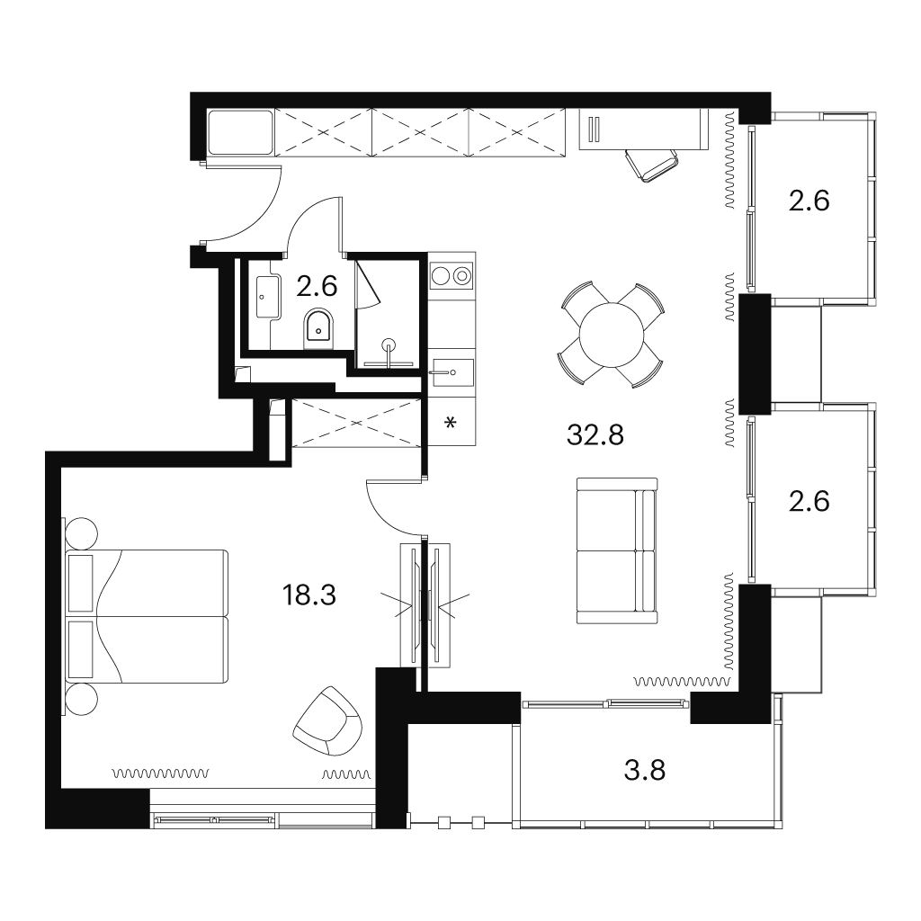 1-комнатная 62 м2 в ЖК Аквилон Сигнал корпус null этаж 10