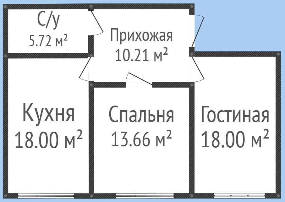 2-комнатная 65 м2 в ЖК undefined корпус null этаж 1