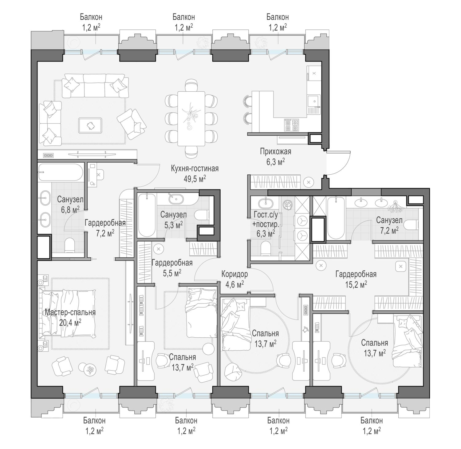 1-комнатная 176 м2 в ЖК Элитный квартал «Тишинский бульвар» корпус null этаж 2