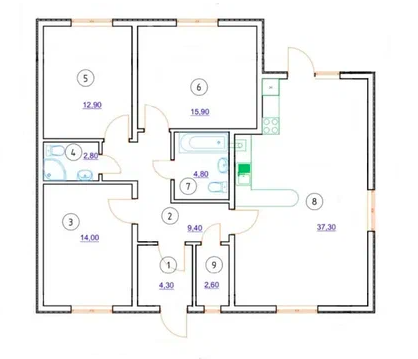 3-комнатная 120 м2 в ЖК undefined корпус null этаж null