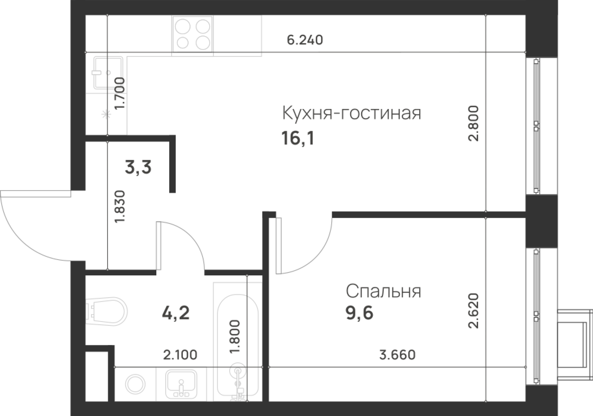 1-комнатная 33 м2 в ЖК Foreville корпус null этаж 8