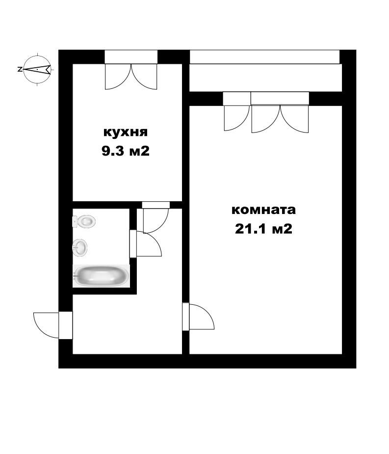 1-комнатная 40.6 м2 в ЖК undefined корпус null этаж 2