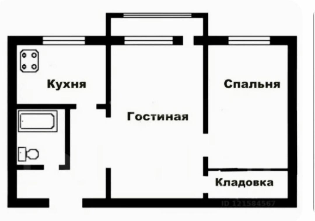 2-комнатная 41.6 м2 в ЖК undefined корпус null этаж 2