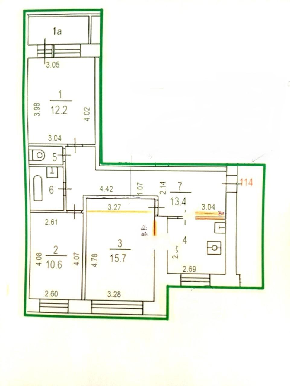 3-комнатная 62.5 м2 в ЖК undefined корпус null этаж 9