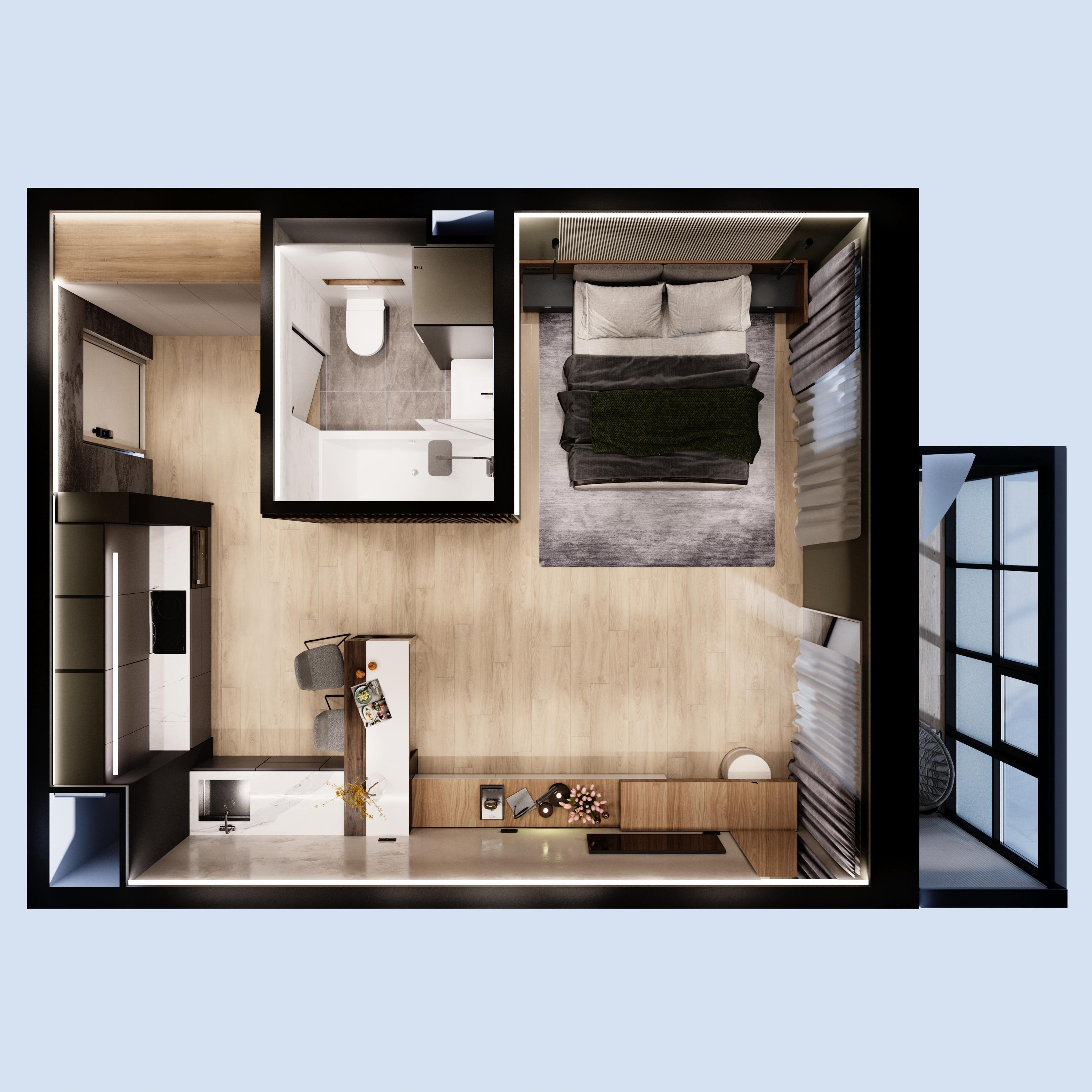 1-комнатная 39 м2 в ЖК Южный Парк корпус null этаж 10