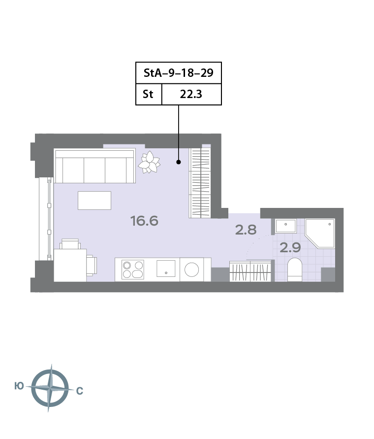 Студия 22 м2 в ЖК Дмитровское небо корпус null этаж 24